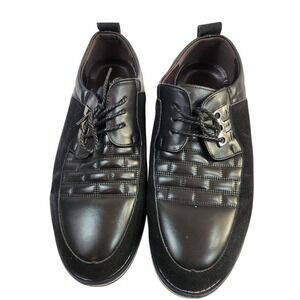 Gatsby Men's 898 Oxford No-Stripe Orthopedic Black Leather Shoes Size 12 EU 46